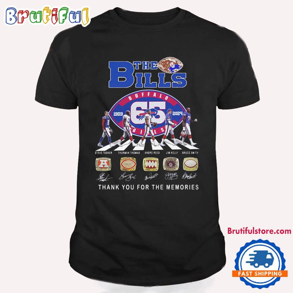 Buffalo Bills 65 Year 1959-2024 Go On The Road Signature Design T Shirt
