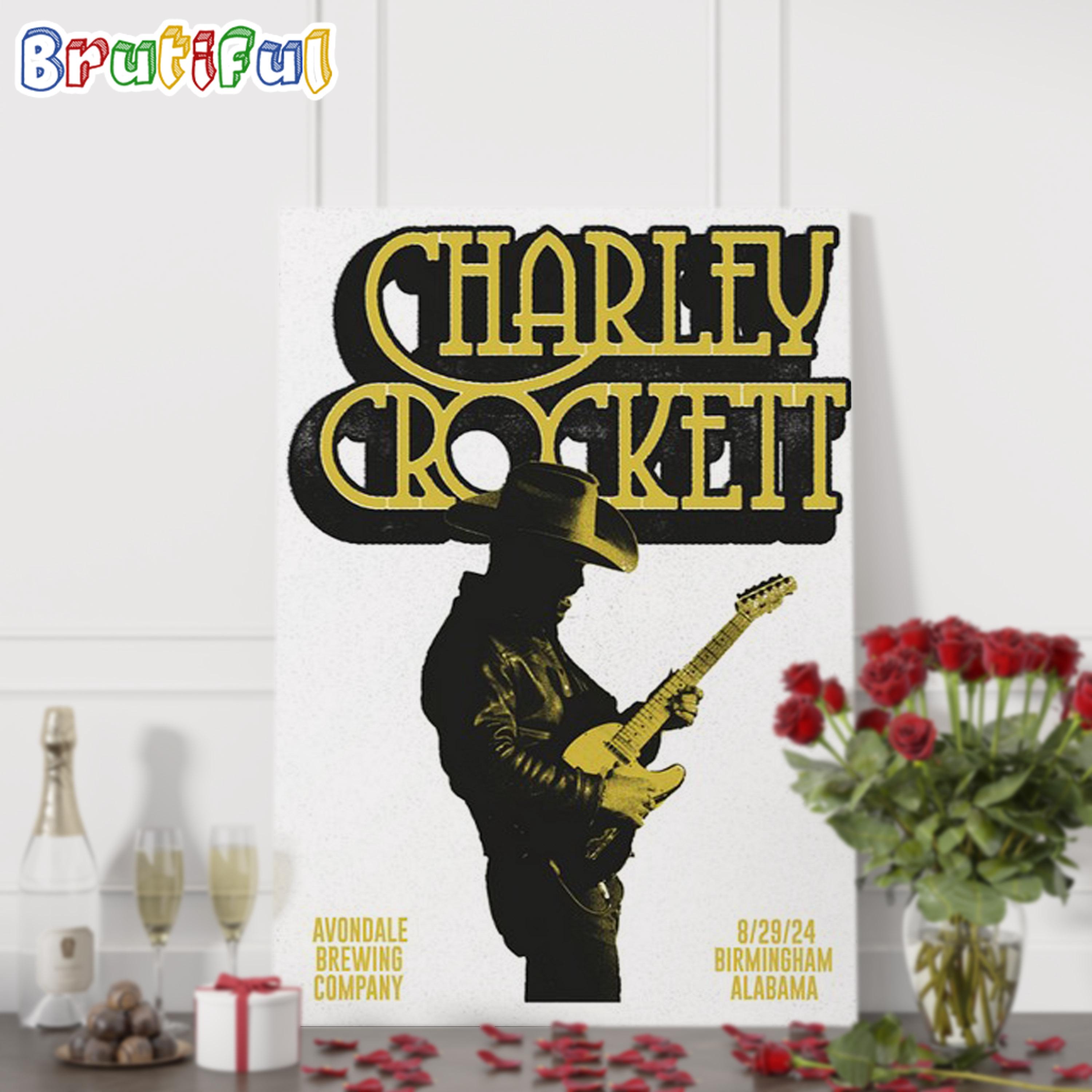 Charley Crockett August 29 2024 Avondale Brewing Co Birmingham AL Wall Art Poster Canvas