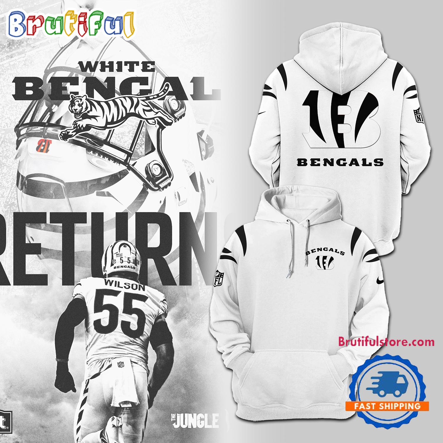Cincinnati Bengals NFL 2024 White Bengals Hoodie