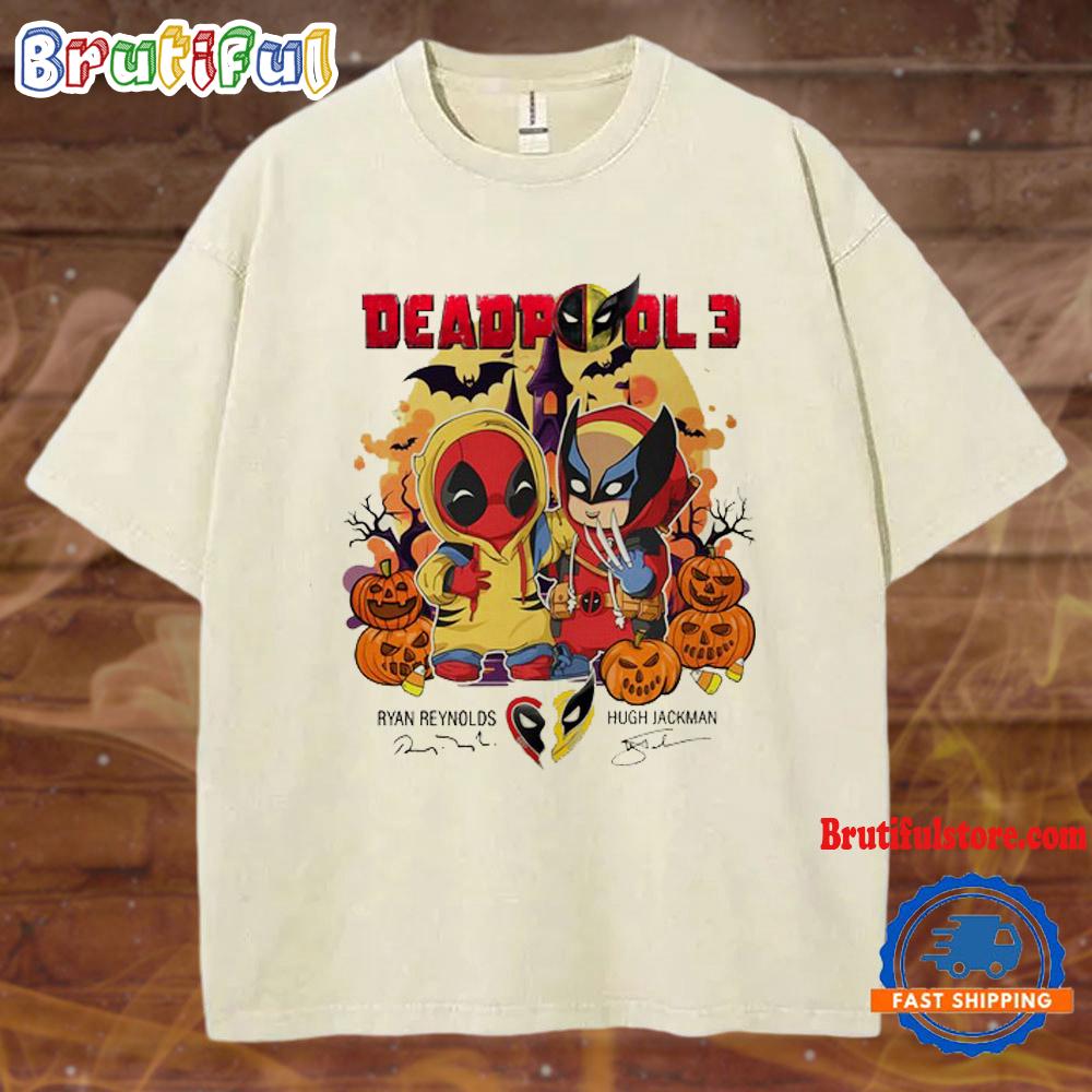 Deadpool And Wolverine Horror Halloween Mineral Wash T Shirt