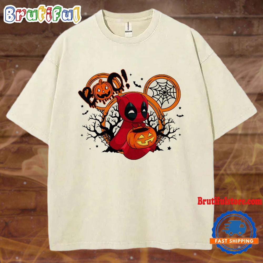 Deadpool Boo Pumpkin Halloween Mineral Wash T Shirt