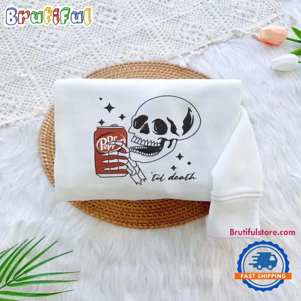 Dr Pepper Drink Skull Halloween Embroidered Sweatshirts