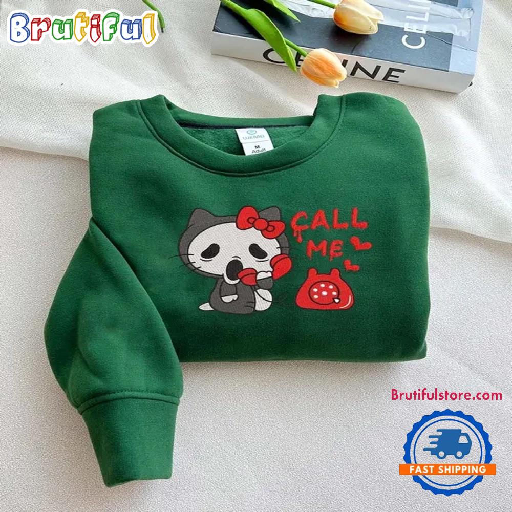 Hello Kitty Call Me Scream Halloween Embroidered Sweatshirts