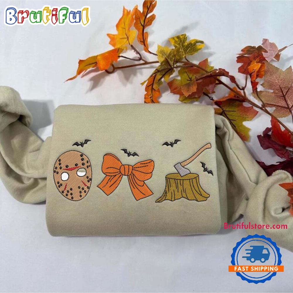 Mask Bow Tie Axe Halloween Embroidered Sweatshirts