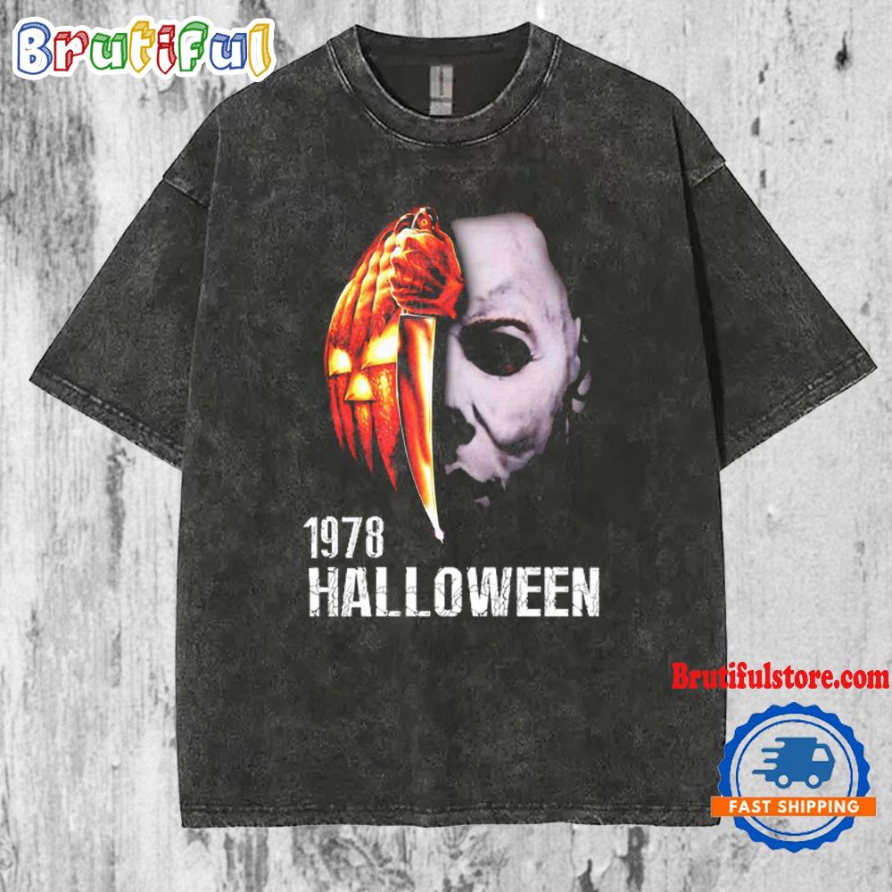Michael Myers Horror Movies 1978 Halloween Mineral Wash T Shirt