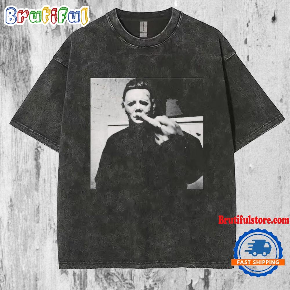 Michael Myers Horror Movies Graphics Design Halloween Mineral Wash T Shirt