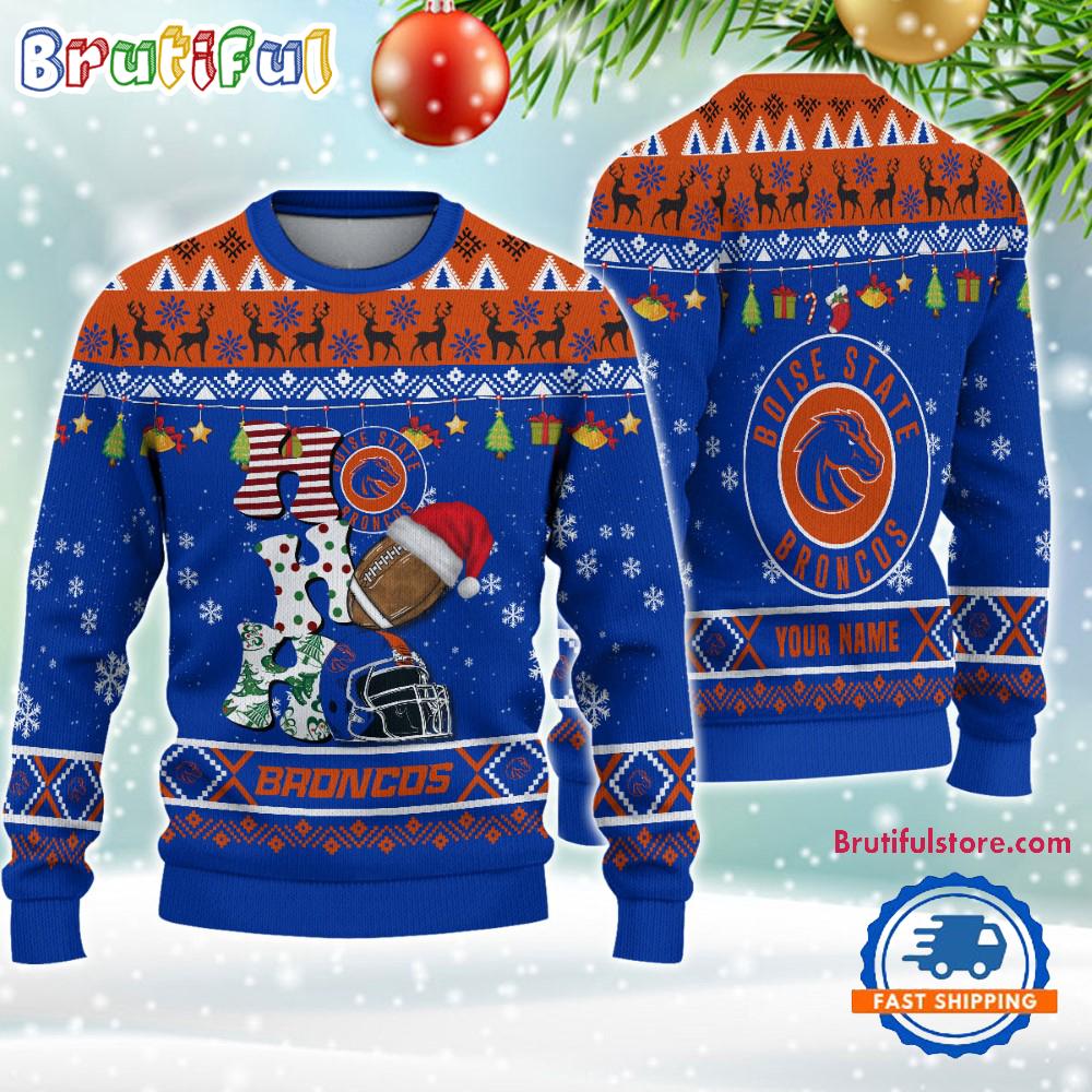 NCAA Boise State Broncos Football HO HO HO Ugly Christmas Sweater