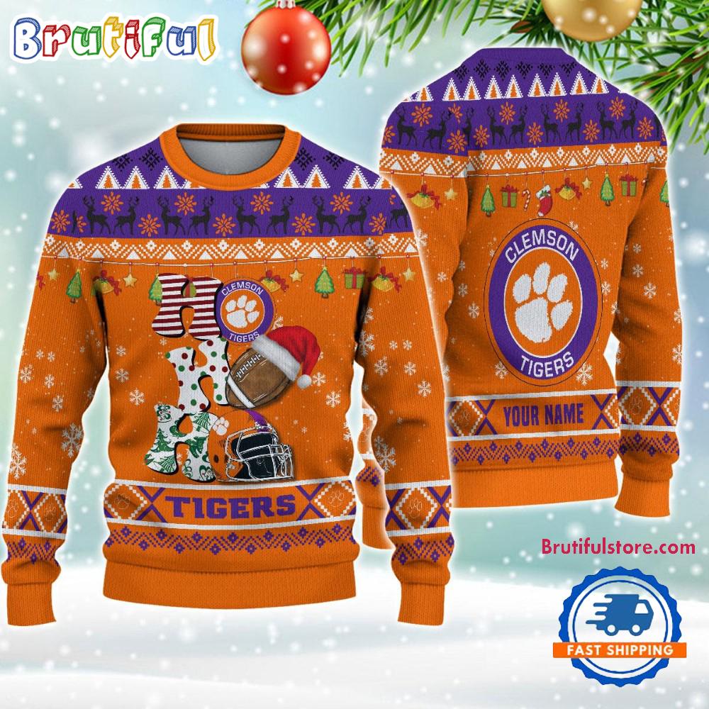 NCAA Clemson Tigers Football HO HO HO Ugly Christmas Sweater