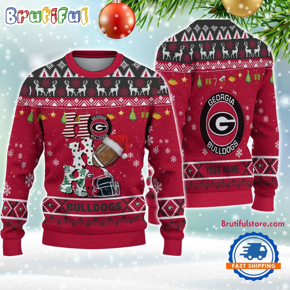 NCAA Georgia Bulldogs Football HO HO HO Ugly Christmas Sweater