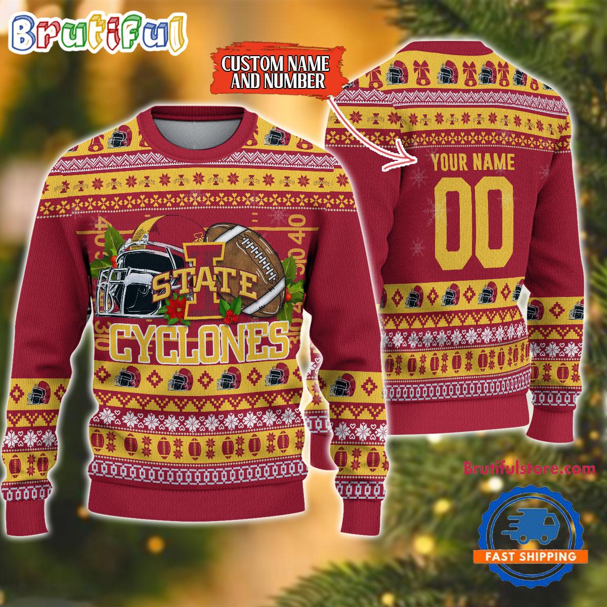 NCAA Iowa State Cyclones Logo Team Football Custom Christmas Ugly Sweater