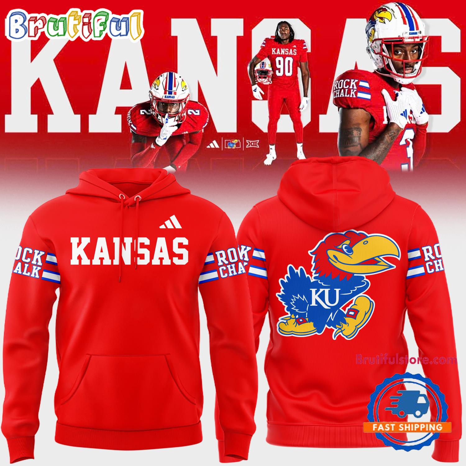 NCAA Kansas Jayhawks Football 2024 New Version Soccer Rock Chalk Hoodie