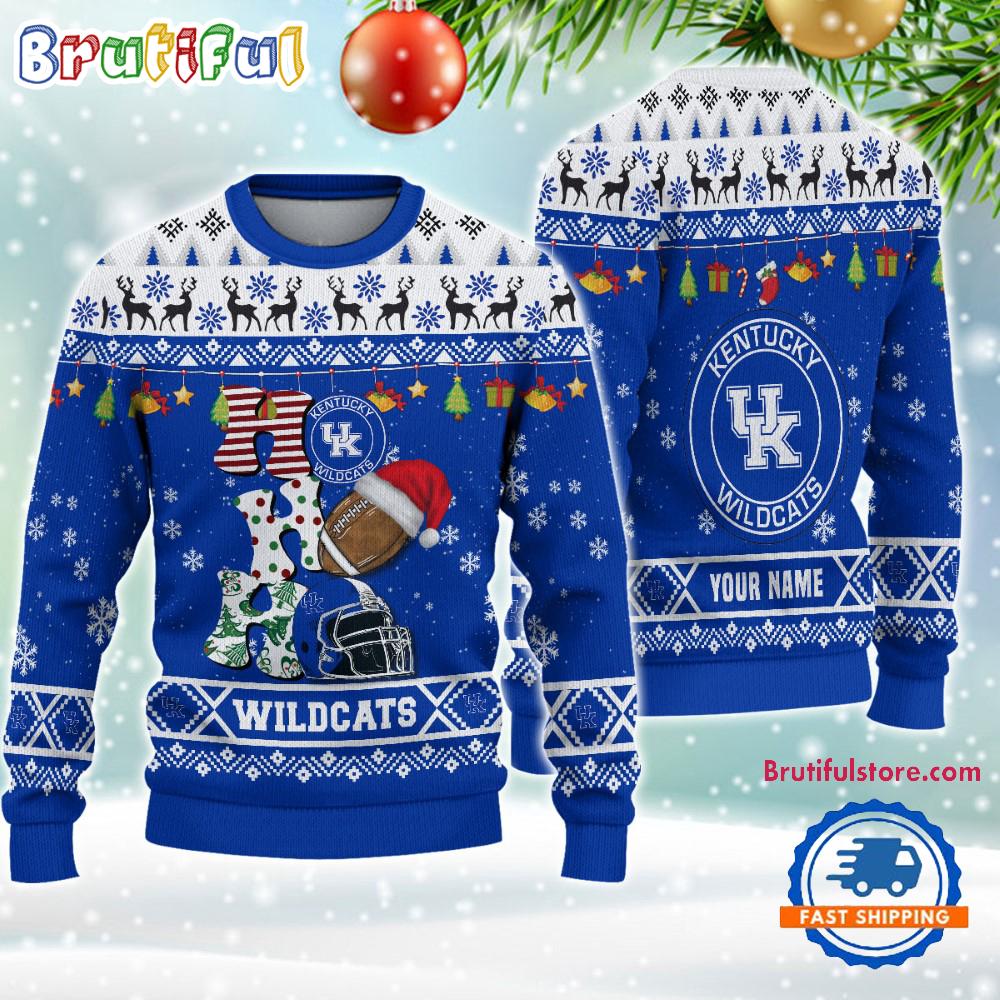 NCAA Kentucky Wildcats Football HO HO HO Ugly Christmas Sweater