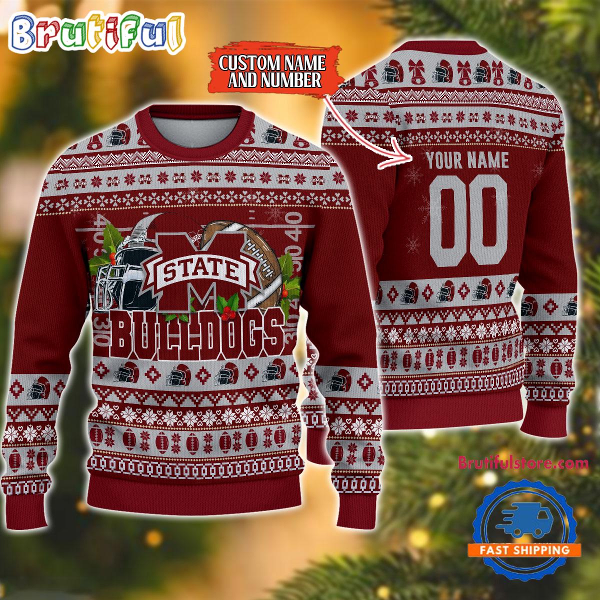 NCAA Mississippi State Bulldogs Logo Team Football Custom Christmas Ugly Sweater