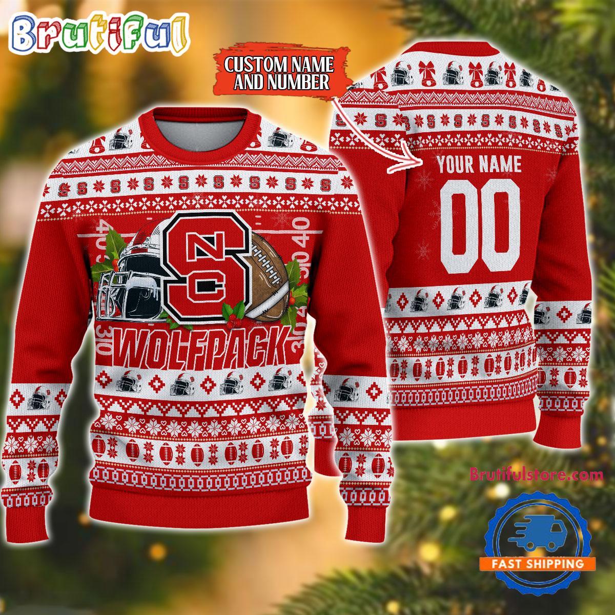 NCAA NC State Wolfpack Logo Team Football Custom Christmas Ugly Sweater