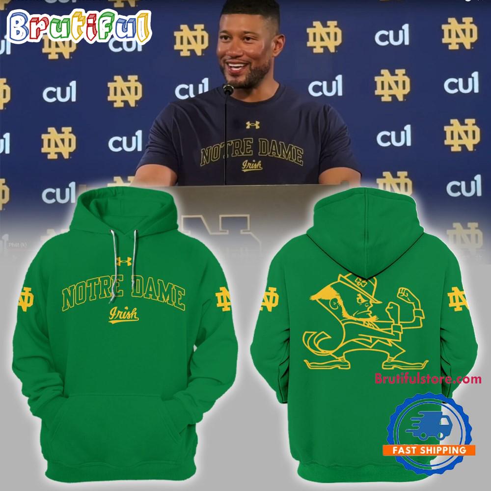 NCAA Notre Dame Fighting Irish Coach Marcus Freeman Green 3D Hoodie