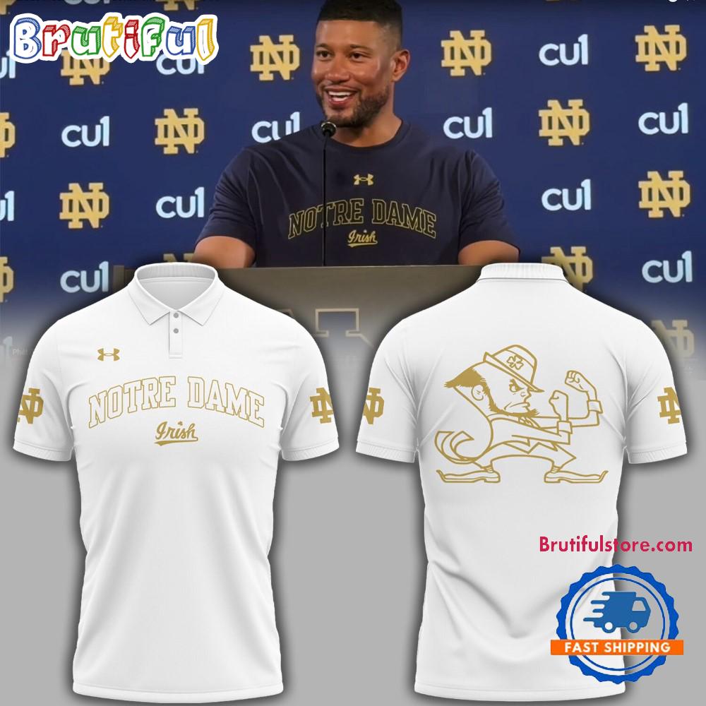 NCAA Notre Dame Fighting Irish Coach Marcus Freeman White Polo Shirt