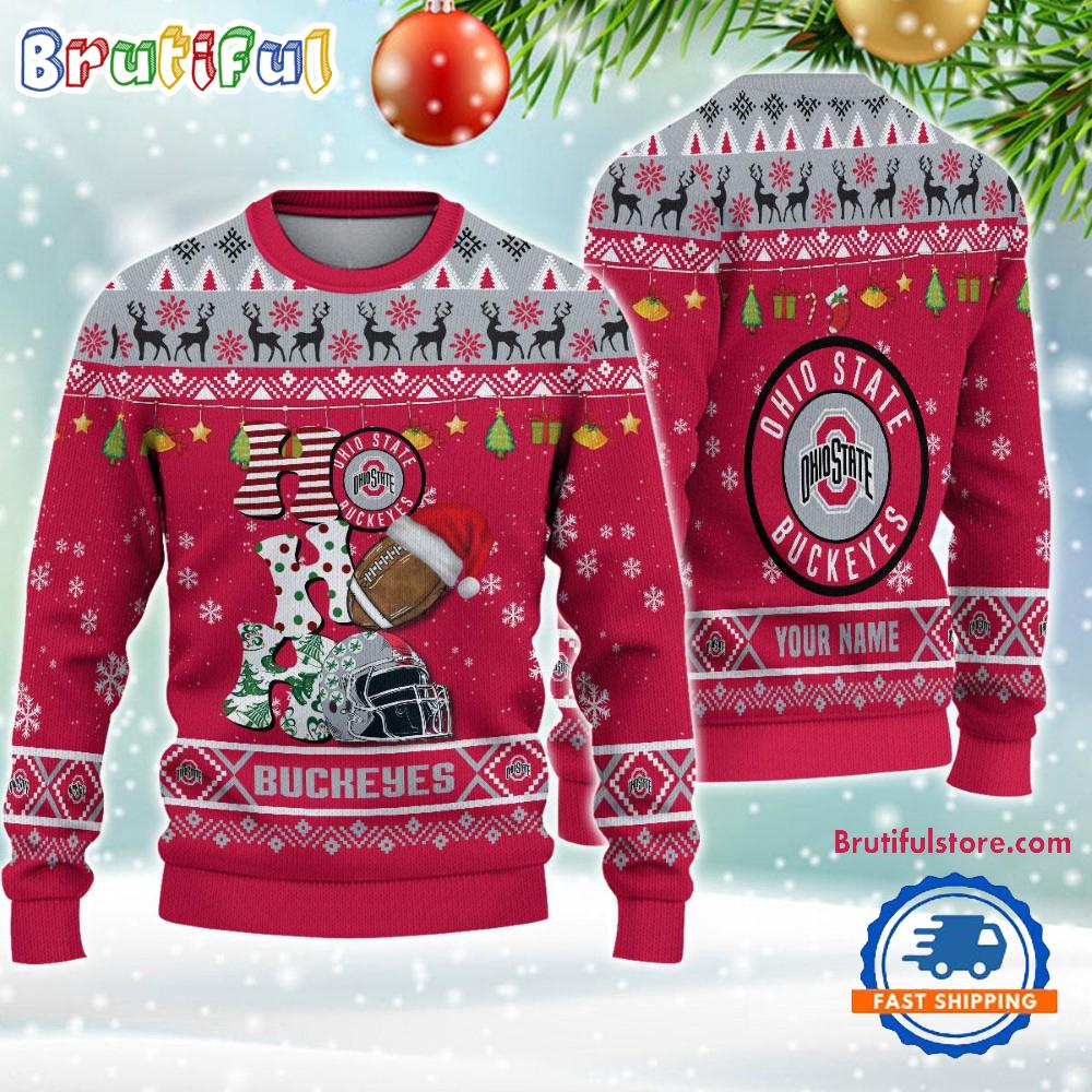NCAA Ohio State Buckeyes Football HO HO HO Ugly Christmas Sweater