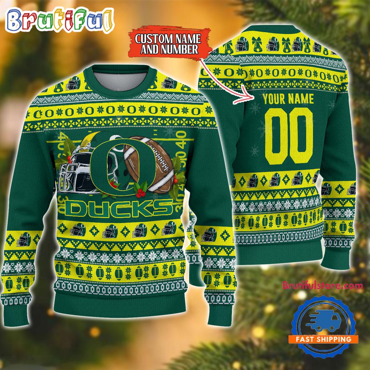 NCAA Oregon Ducks Logo Team Football Custom Christmas Ugly Sweater