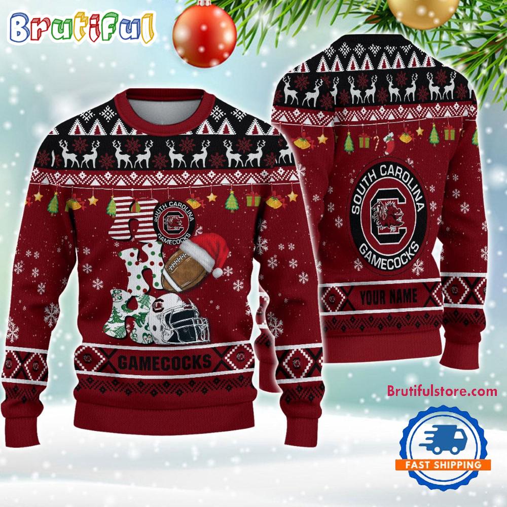 NCAA South Carolina Gamecocks Football HO HO HO Ugly Christmas Sweater