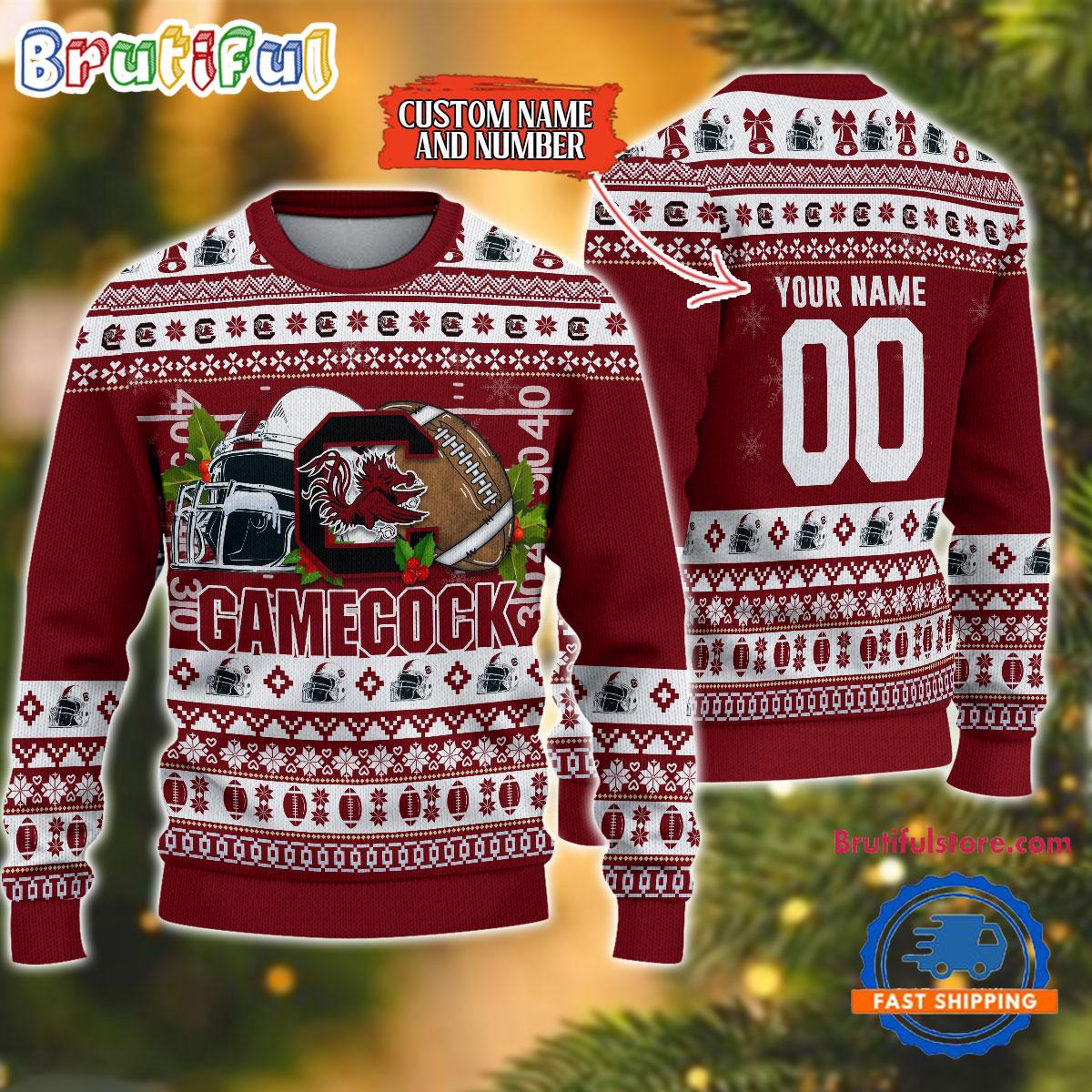 NCAA South Carolina Gamecocks Logo Team Football Custom Christmas Ugly Sweater