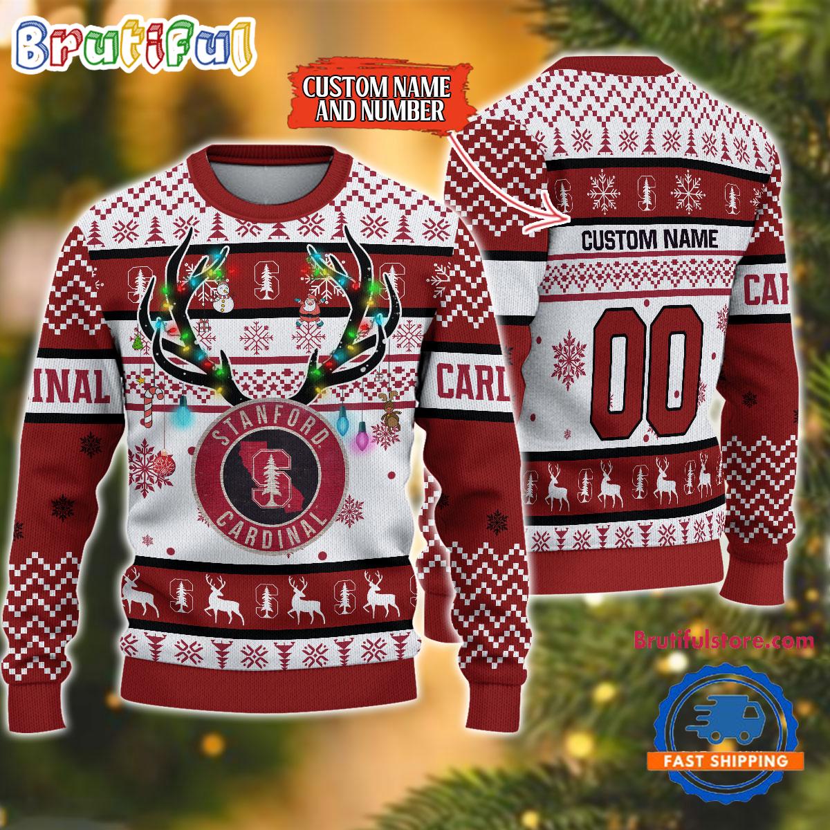 NCAA Stanford Cardinal Special Reindeer Light Ugly Christmas Sweater