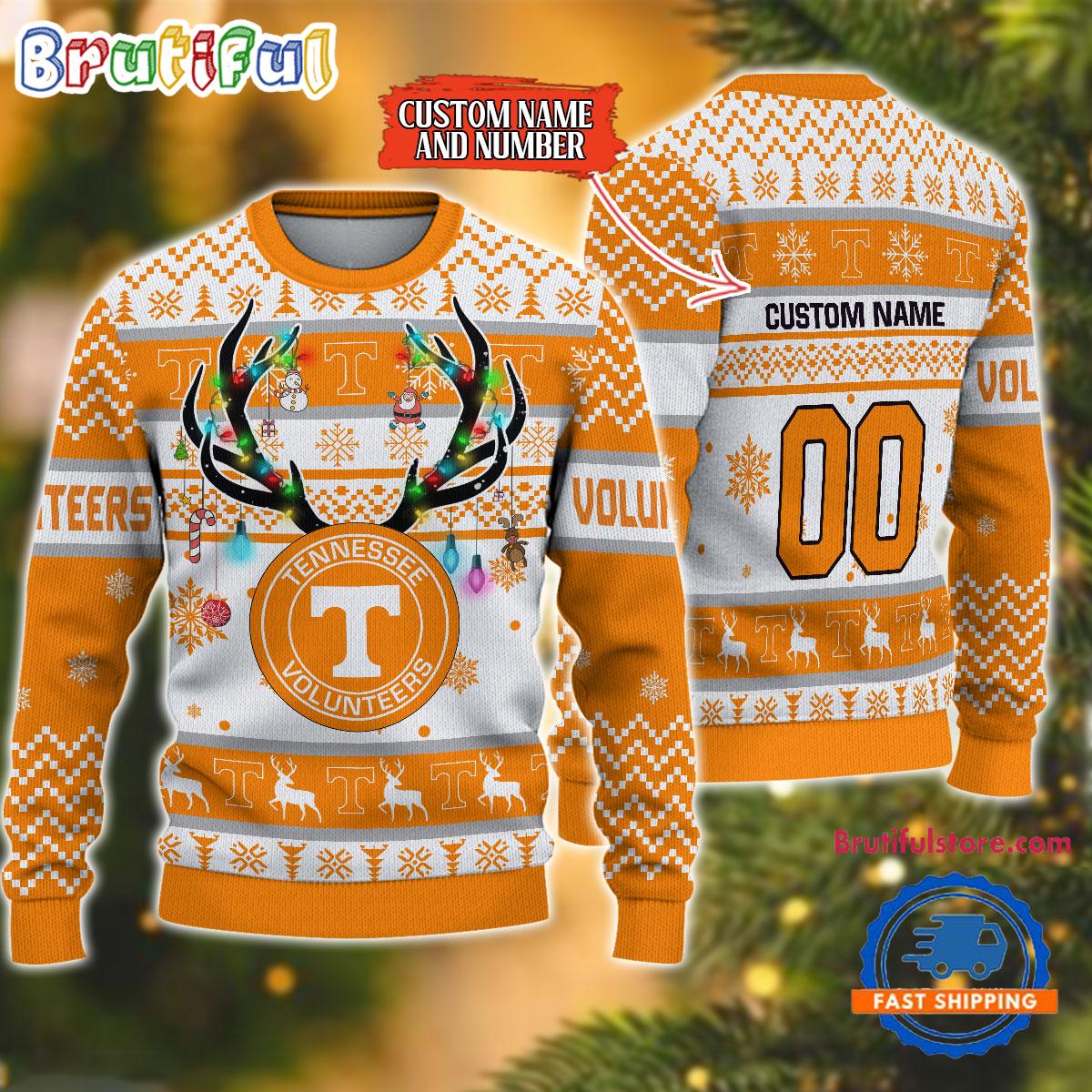 NCAA Tennessee Volunteers Special Reindeer Light Ugly Christmas Sweater