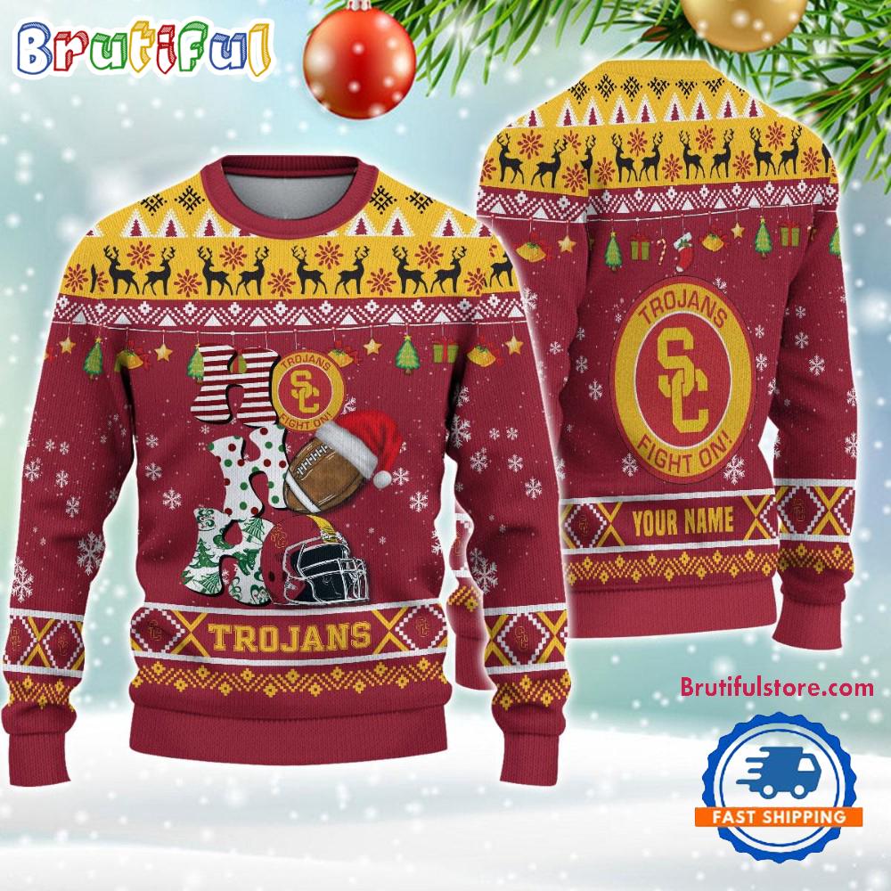 NCAA USC Trojans Football HO HO HO Ugly Christmas Sweater