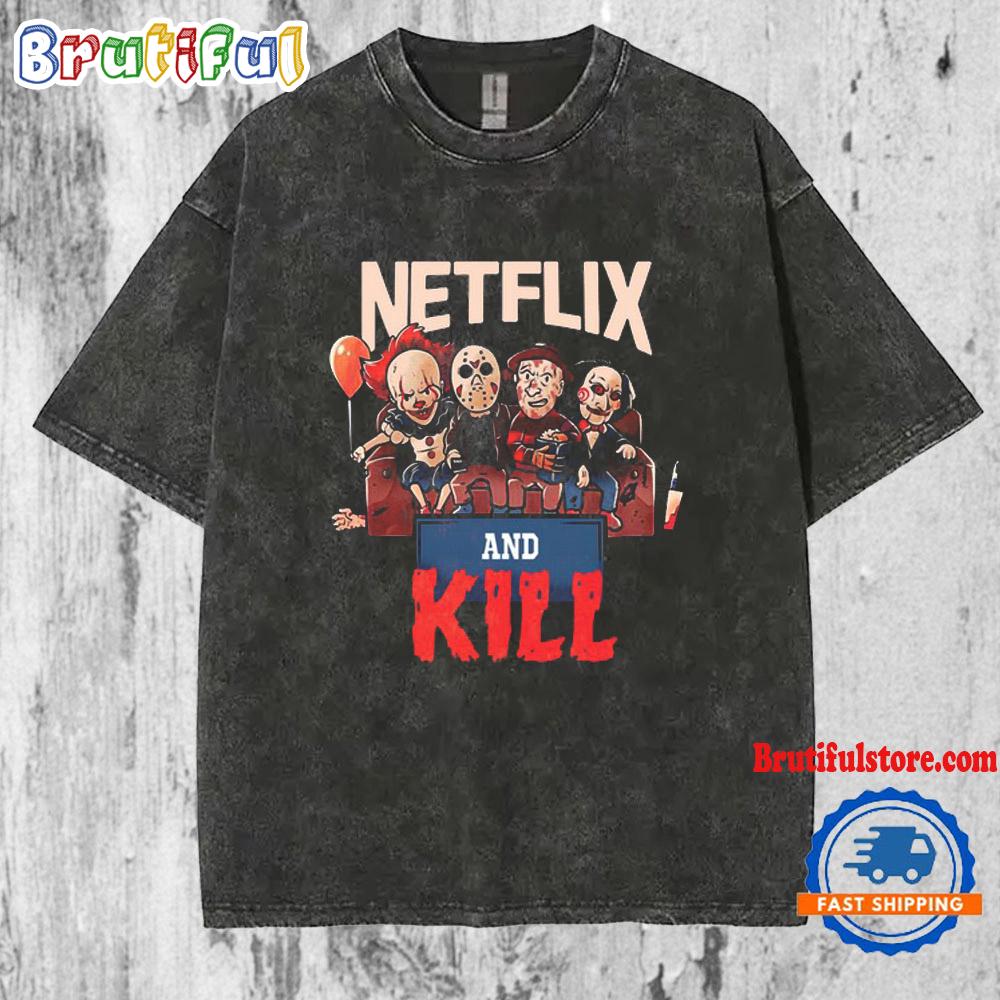 Netflix And Kill Horror Movies Character Halloween Mineral Wash T Shirt