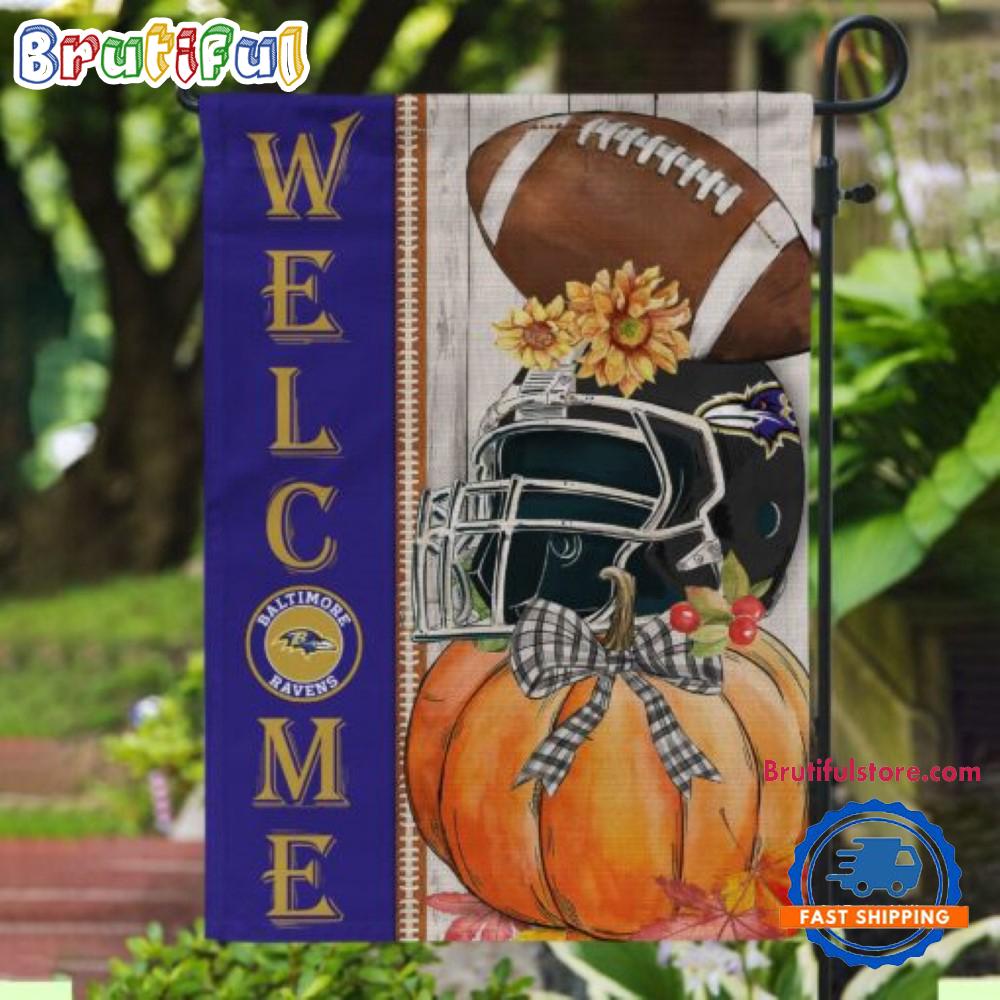 NFL Baltimore Ravens Flower Pumpkin Halloween Football Garden Flag