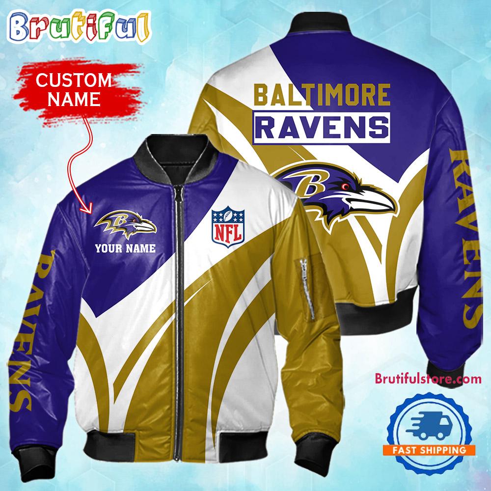 NFL Baltimore Ravens Football Team Logo Personalized Bomber Jacket