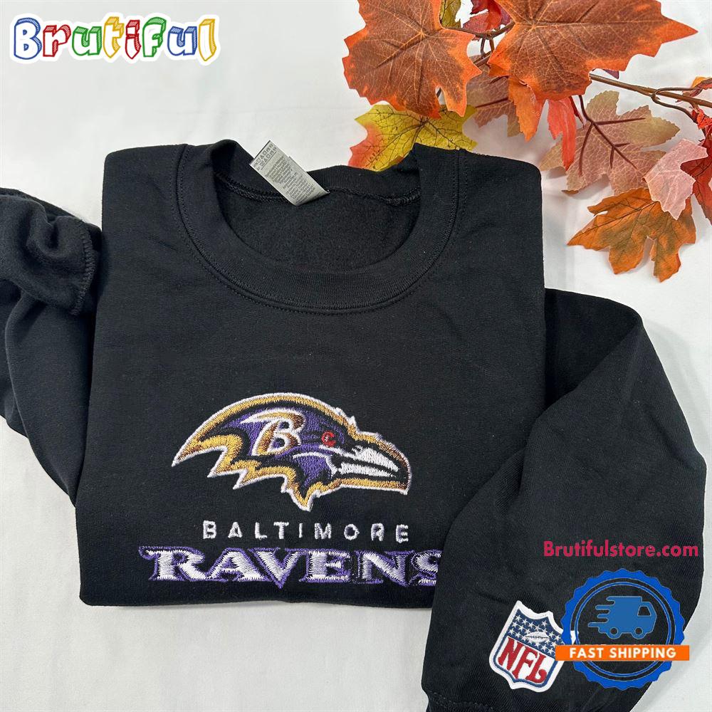 NFL Baltimore Ravens Logo Team Football Embroidered Sweatshirts, Football Embroidered Sweatshirt