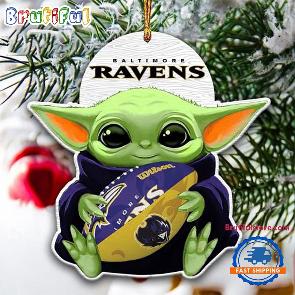 NFL Baltimore Ravens Special Baby Yoda Star Wars Movies Christmas Ornament, Football Christmas Tree Ornament
