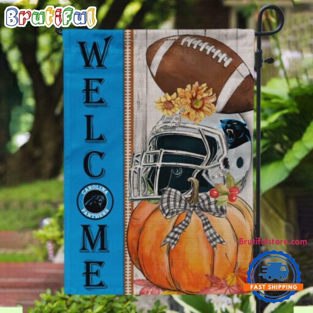 NFL Carolina Panthers Flower Pumpkin Halloween Football Garden Flag