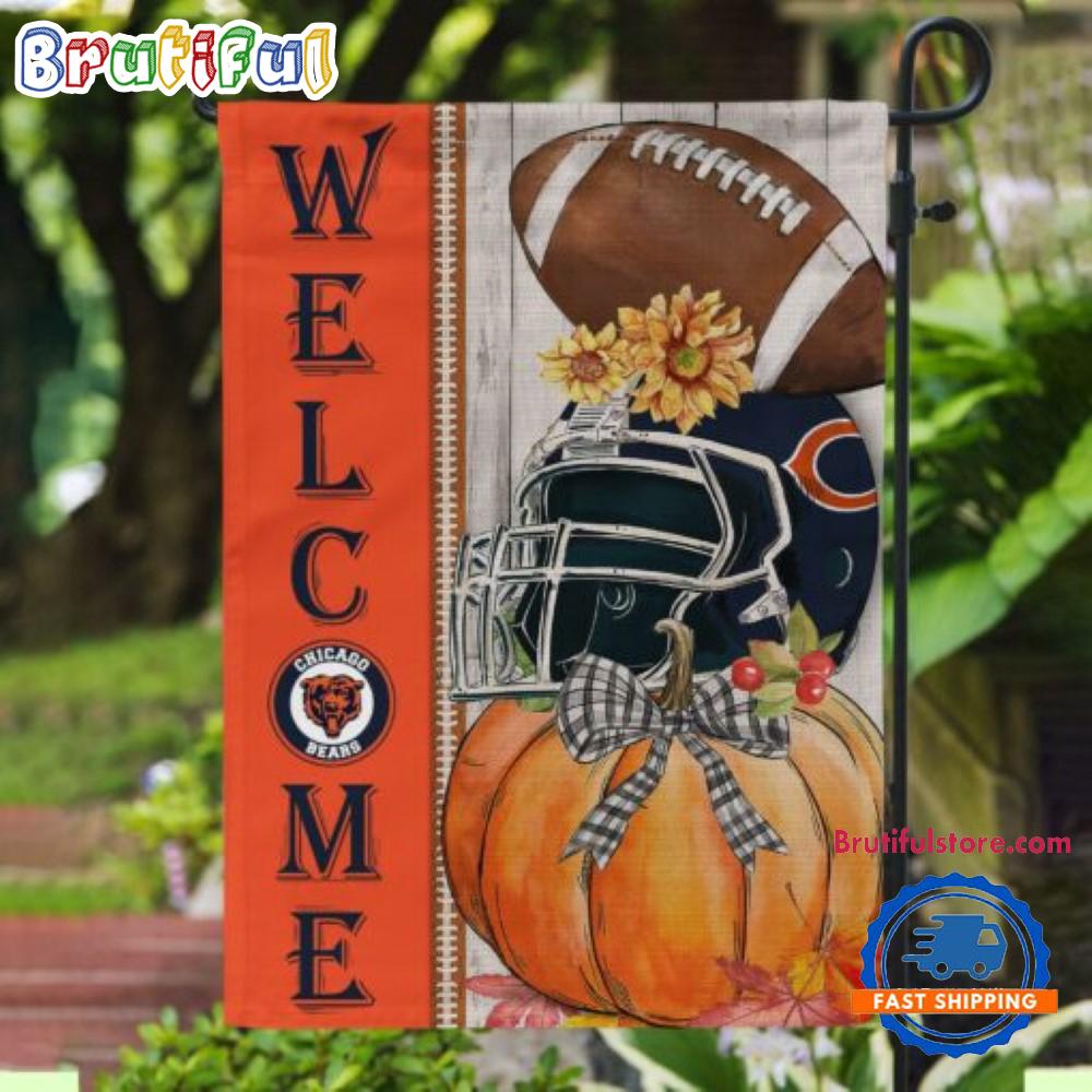 NFL Chicago Bears Flower Pumpkin Halloween Football Garden Flag