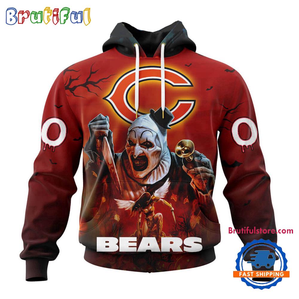 NFL Chicago Bears Horror Terrifier Ghoulish Valak Halloween Football Hoodie