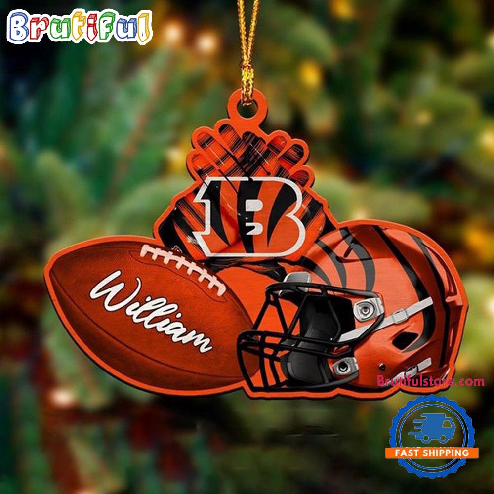 NFL Cincinnati Bengals Football Helmets Christmas Ornament, Custom Football Ornament Decoration
