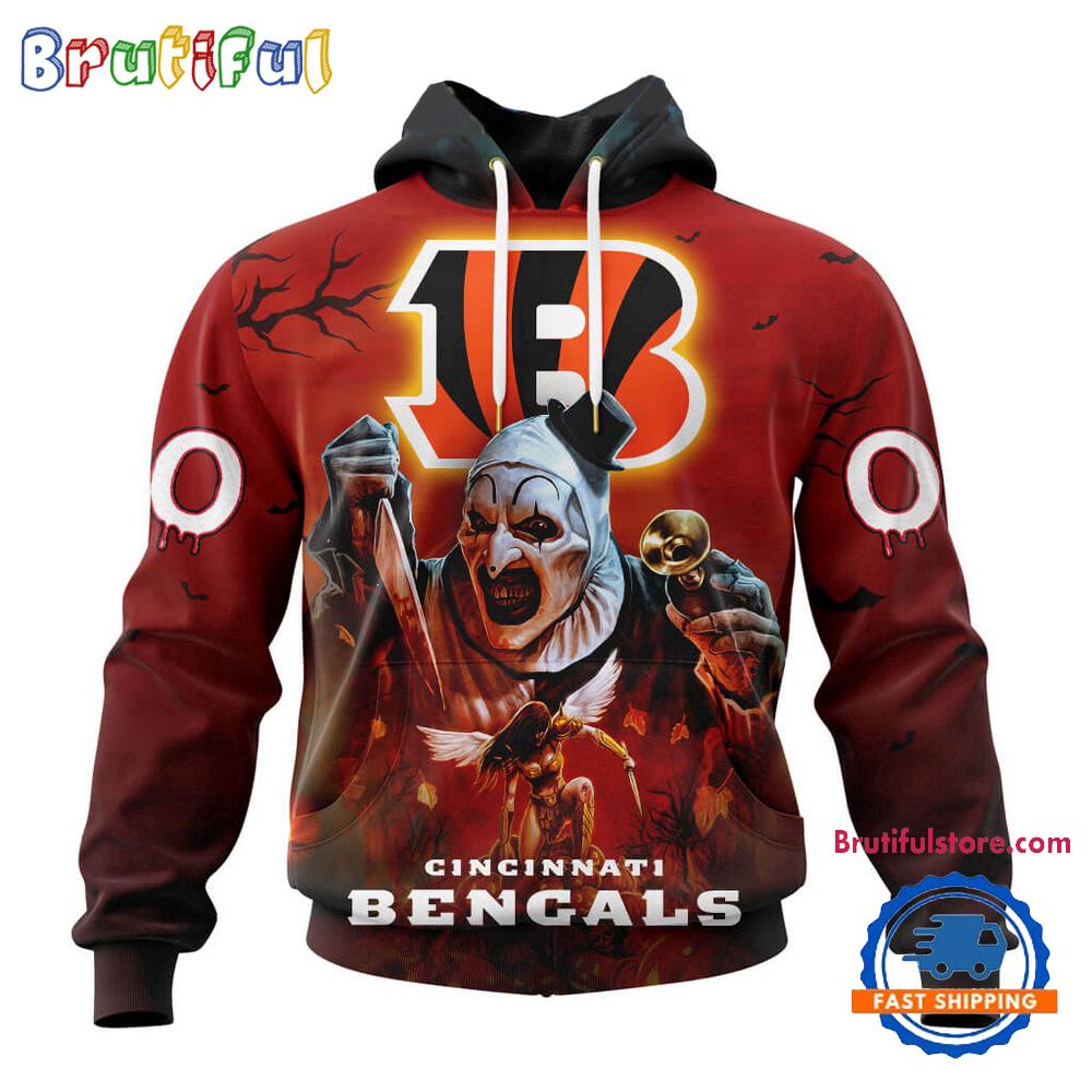 NFL Cincinnati Bengals Horror Terrifier Ghoulish Valak Halloween Football Hoodie