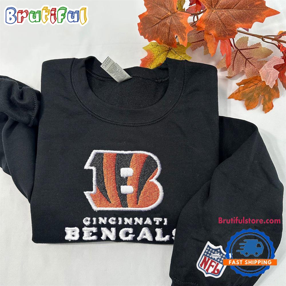 NFL Cincinnati Bengals Logo Team Football Embroidered Sweatshirts, Football Embroidered Sweatshirt