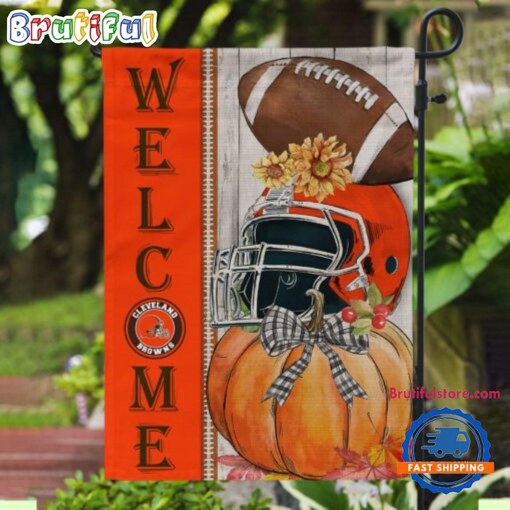 NFL Cleveland Browns Flower Pumpkin Halloween Football Garden Flag