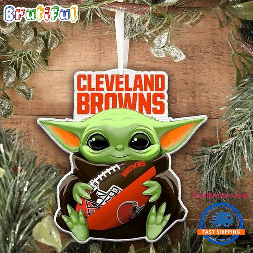 NFL Cleveland Browns Special Baby Yoda Star Wars Movies Christmas Ornament, Football Christmas Tree Ornament
