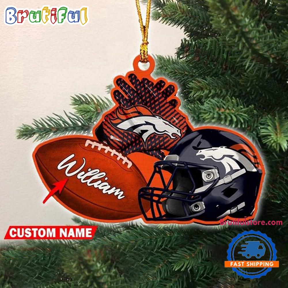 NFL Denver Broncos Football Helmets Christmas Ornament, Custom Football Ornament Decoration