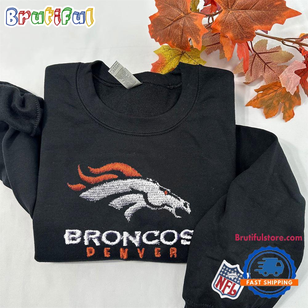 NFL Denver Broncos Logo Team Football Embroidered Sweatshirts, Football Embroidered Sweatshirt
