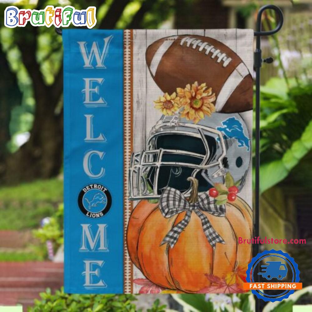 NFL Detroit Lions Flower Pumpkin Halloween Football Garden Flag