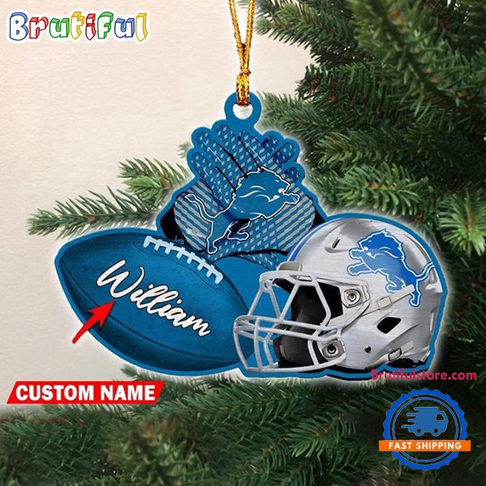 NFL Detroit Lions Football Helmets Christmas Ornament, Custom Football Ornament Decoration