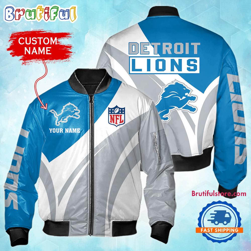 NFL Detroit Lions Football Team Logo Personalized Bomber Jacket
