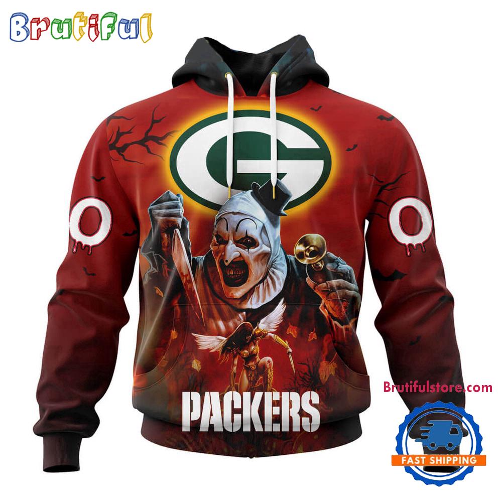 NFL Green Bay Packers Horror Terrifier Ghoulish Valak Halloween Football Hoodie