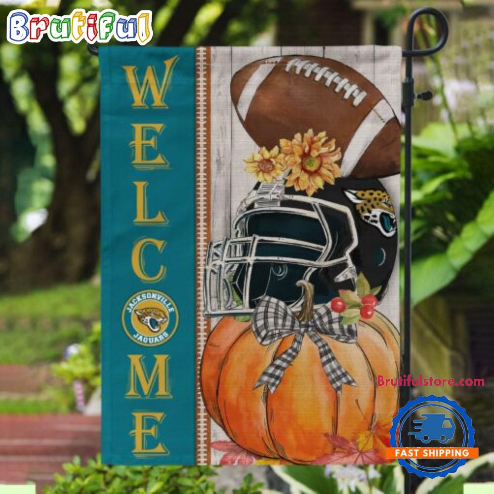 NFL Jacksonville Jaguars Flower Pumpkin Halloween Football Garden Flag