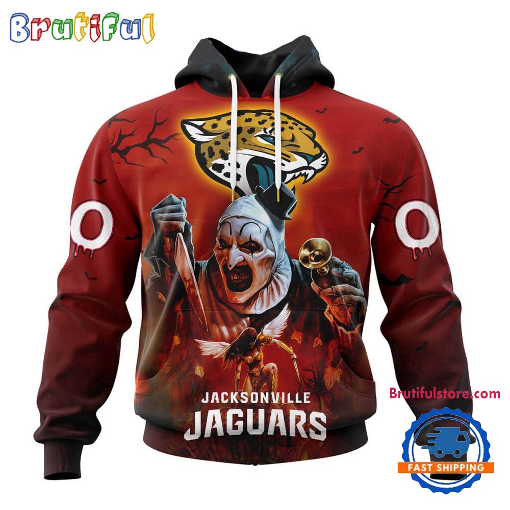 NFL Jacksonville Jaguars Horror Terrifier Ghoulish Valak Halloween Football Hoodie