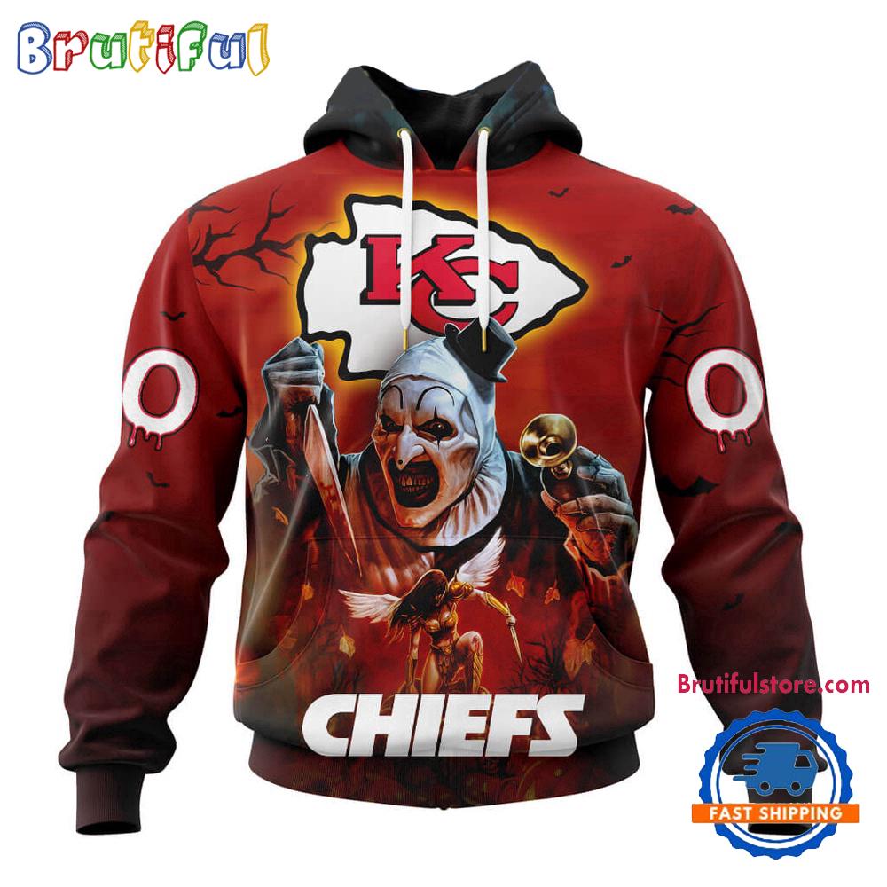 NFL Kansas City Chiefs Horror Terrifier Ghoulish Valak Halloween Football Hoodie