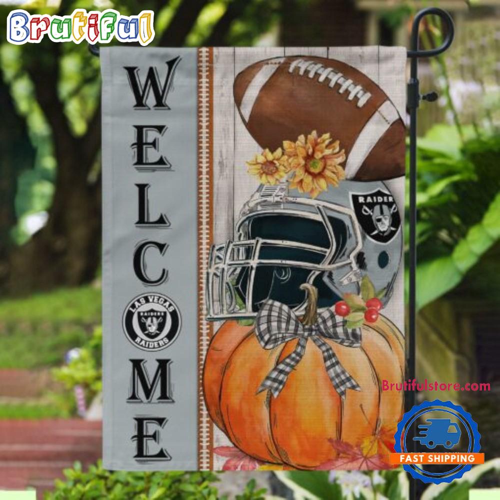 NFL Las Vegas Raiders Flower Pumpkin Halloween Football Garden Flag